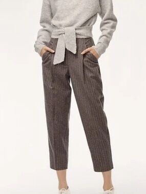 Aritzia Wilfred Chambery Pant Wool Cashmere Grey Stripe Size 10
